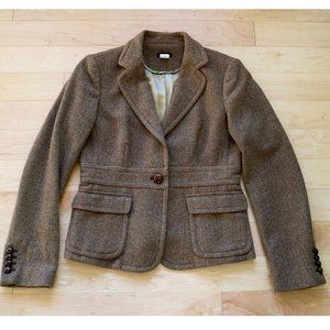 J. Crew EUC Wool Herringbone Riding Jacket Blazer Brown Size 8